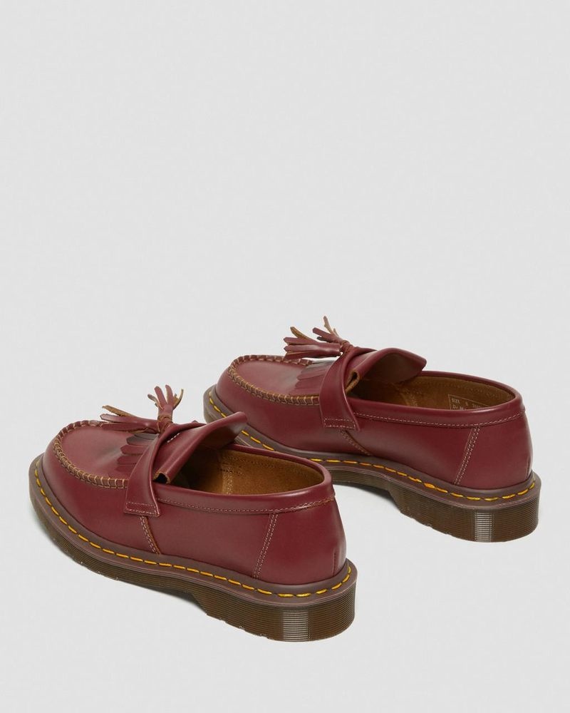 Red Dr Martens Adrian Made in England Quilon Leather Tassel Loafers (Quilon) Shoes | QV18-U3TA