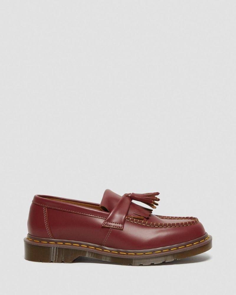 Red Dr Martens Adrian Made in England Quilon Leather Tassel Loafers (Quilon) Shoes | QV18-U3TA