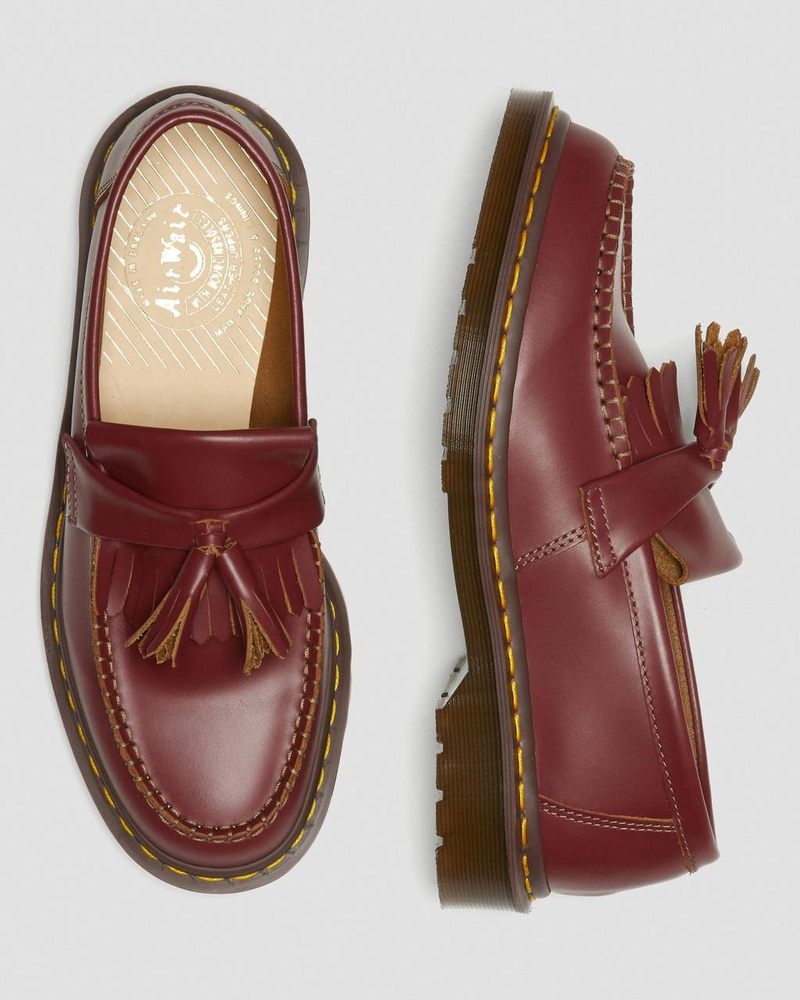 Red Dr Martens Adrian Made in England Quilon Leather Tassel Loafers (Quilon) Shoes | QV18-U3TA