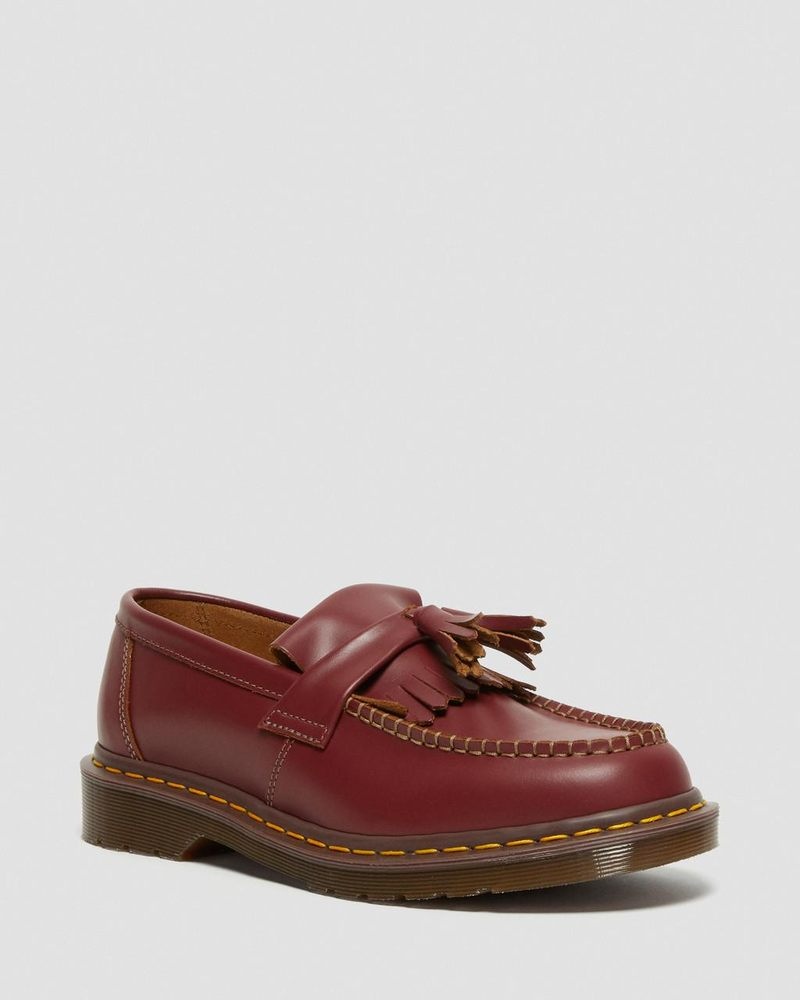 Red Dr Martens Adrian Made in England Quilon Leather Tassel Loafers (Quilon) Shoes | QV18-U3TA