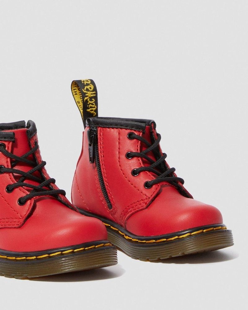 Red Dr Martens Infant 1460 Leather Lace Up Boots (Romario) Boots | YC31-Q2BG