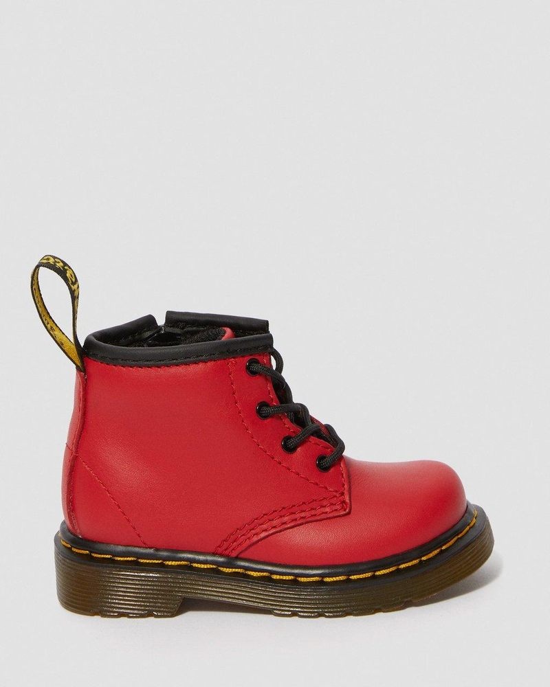 Red Dr Martens Infant 1460 Leather Lace Up Boots (Romario) Boots | YC31-Q2BG