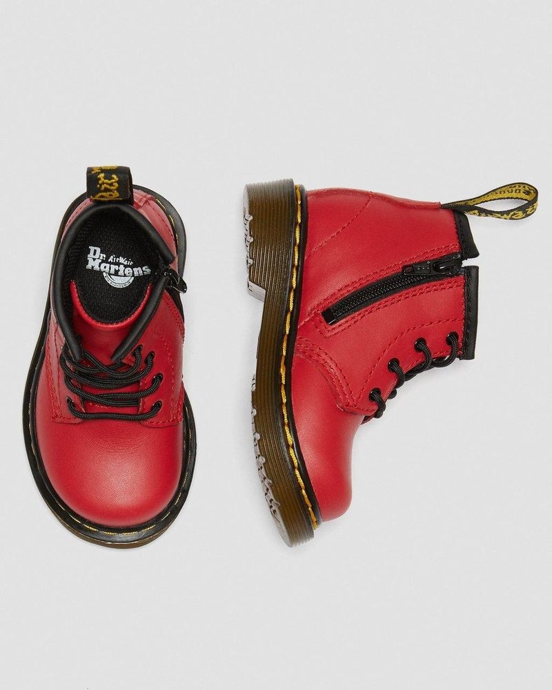 Red Dr Martens Infant 1460 Leather Lace Up Boots (Romario) Boots | YC31-Q2BG