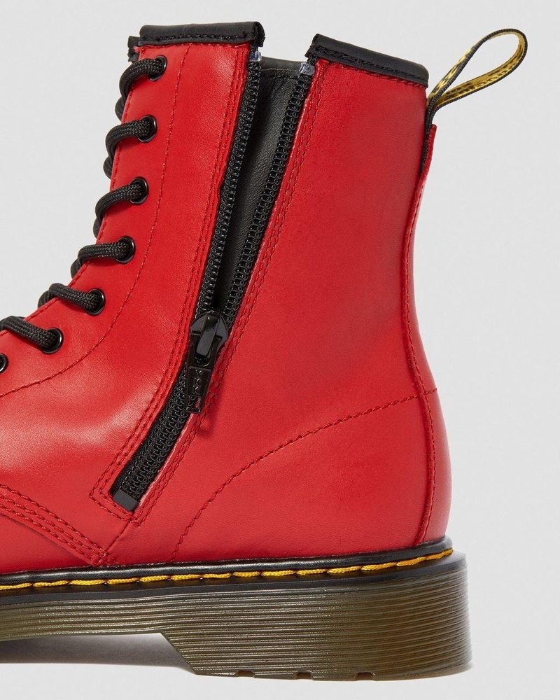 Red Dr Martens Youth 1460 Leather Lace Up Boots (Romario) Boots | FA81-I9AS