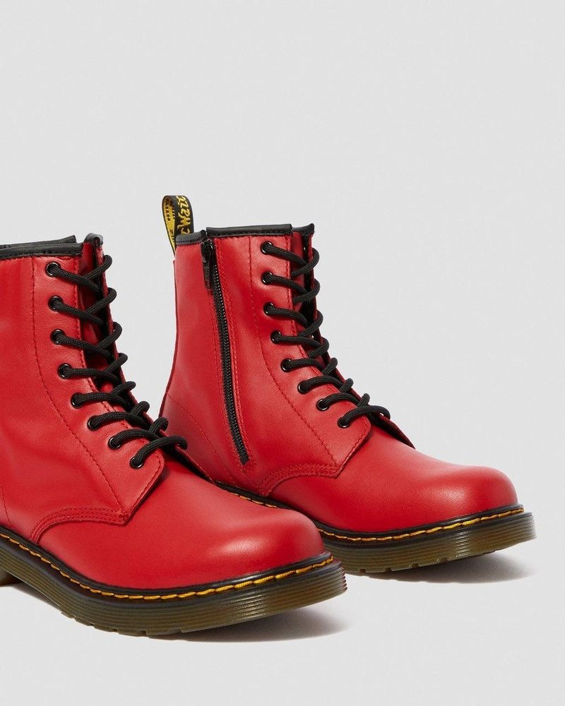 Red Dr Martens Youth 1460 Leather Lace Up Boots (Romario) Boots | FA81-I9AS