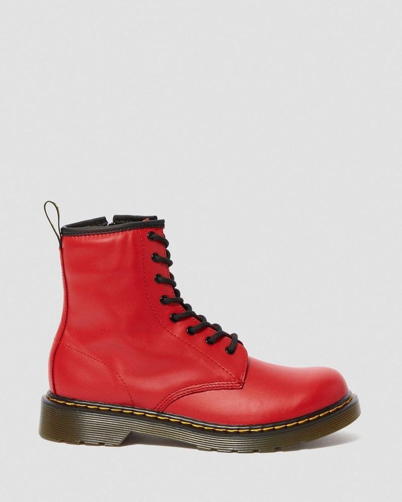 Red Dr Martens Youth 1460 Leather Lace Up Boots (Romario) Boots | FA81-I9AS