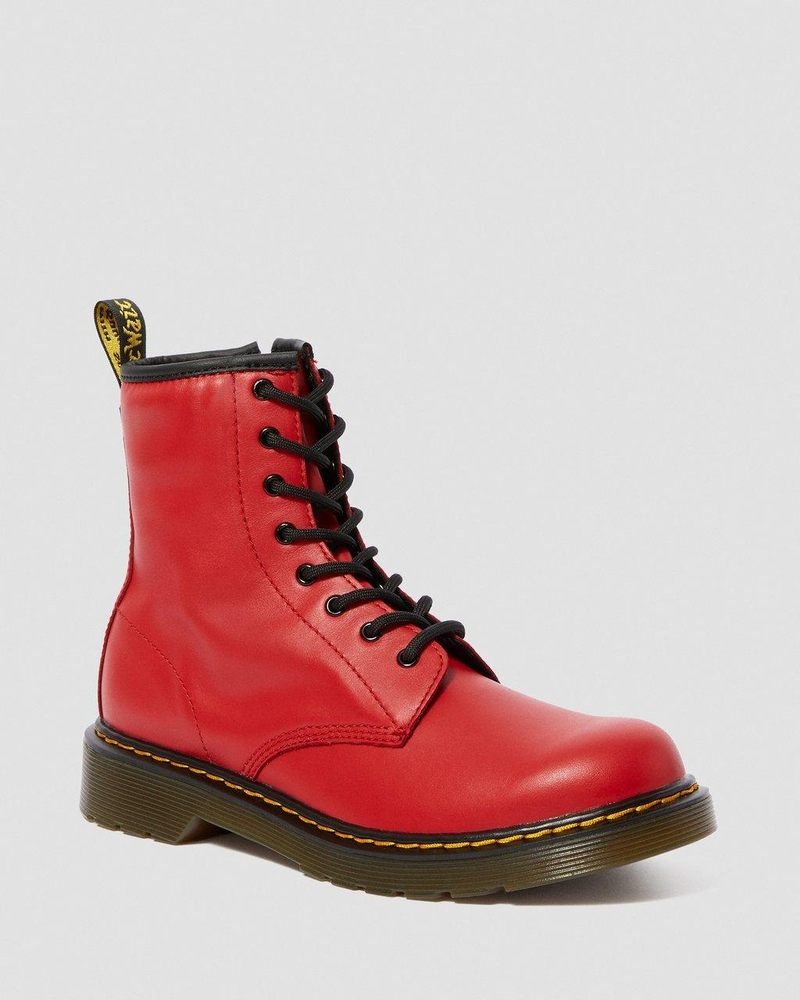 Red Dr Martens Youth 1460 Leather Lace Up Boots (Romario) Boots | FA81-I9AS