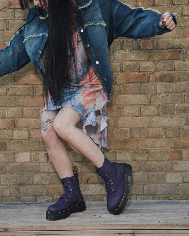 Rich Purple Dr Martens Jadon III Boot Pisa Leather Platforms (Pisa) Platforms Boots | XZ77-T9NK