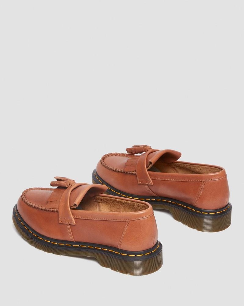 Saddle Tan Dr Martens Adrian Carrara Leather Tassel Loafers (Carrara) Shoes | EA80-C1WX