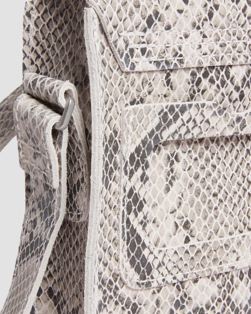 Sand+Black Dr Martens Snake Print Leather Vertical Crossbody Bag (Python Print Suede) Bags & Backpacks | NZ05-C3QX