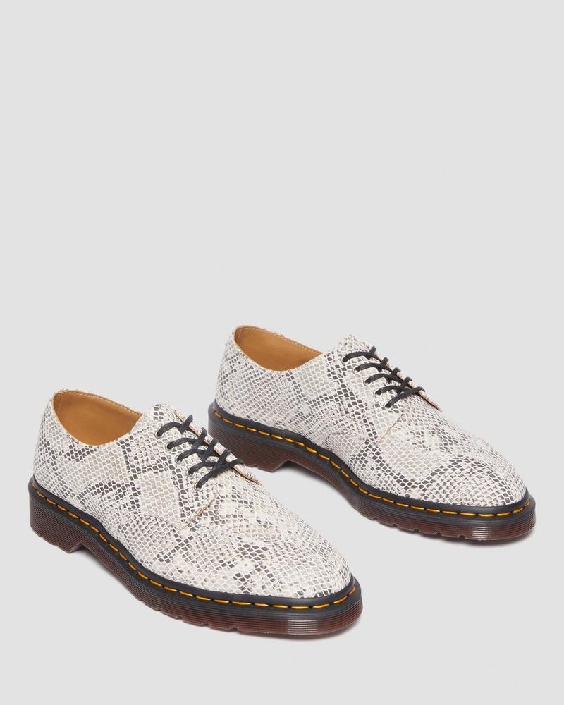 Sand / Black Dr Martens 2046 Snake Print Suede Oxford Shoes (Python Print Suede) Shoes | SH04-K7YO