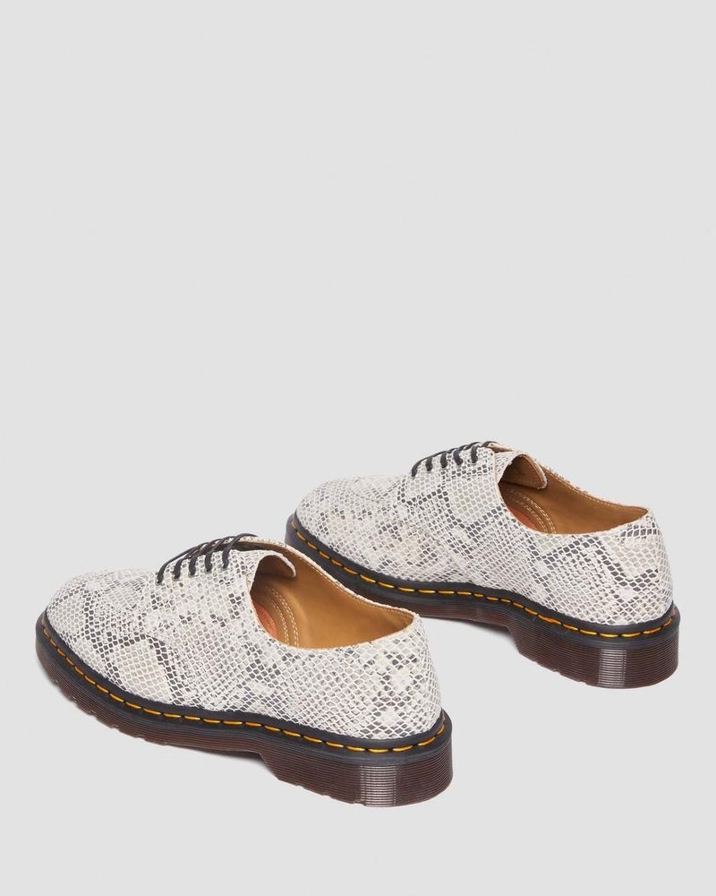 Sand / Black Dr Martens 2046 Snake Print Suede Oxford Shoes (Python Print Suede) Shoes | SH04-K7YO