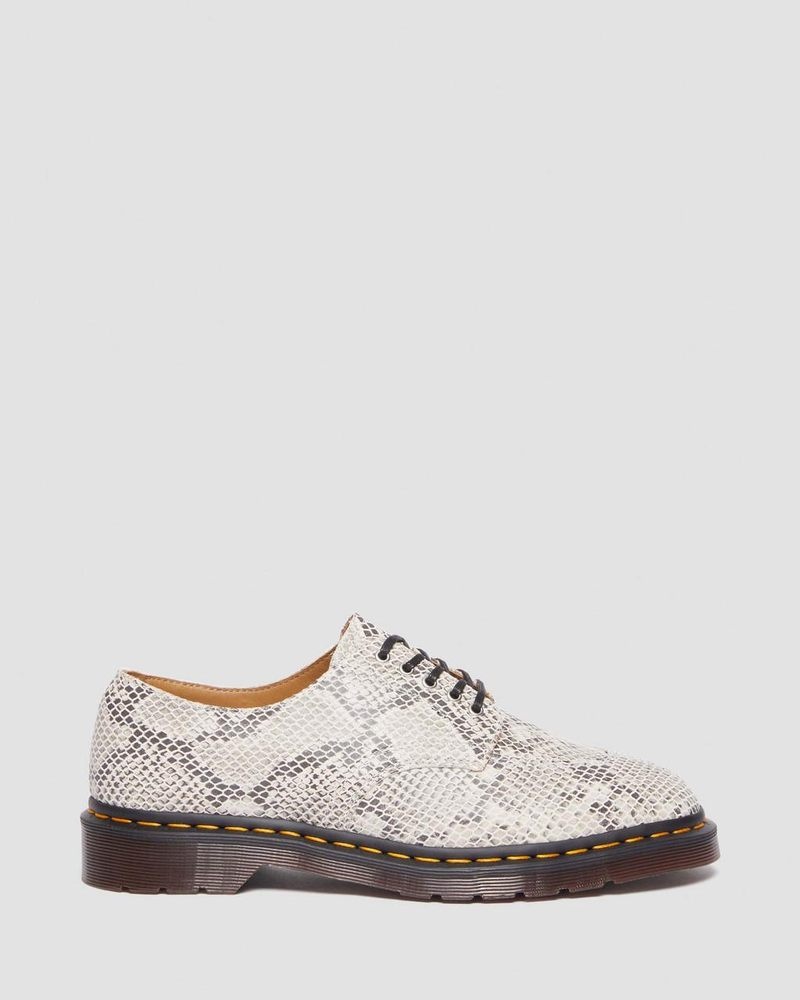 Sand / Black Dr Martens 2046 Snake Print Suede Oxford Shoes (Python Print Suede) Shoes | SH04-K7YO