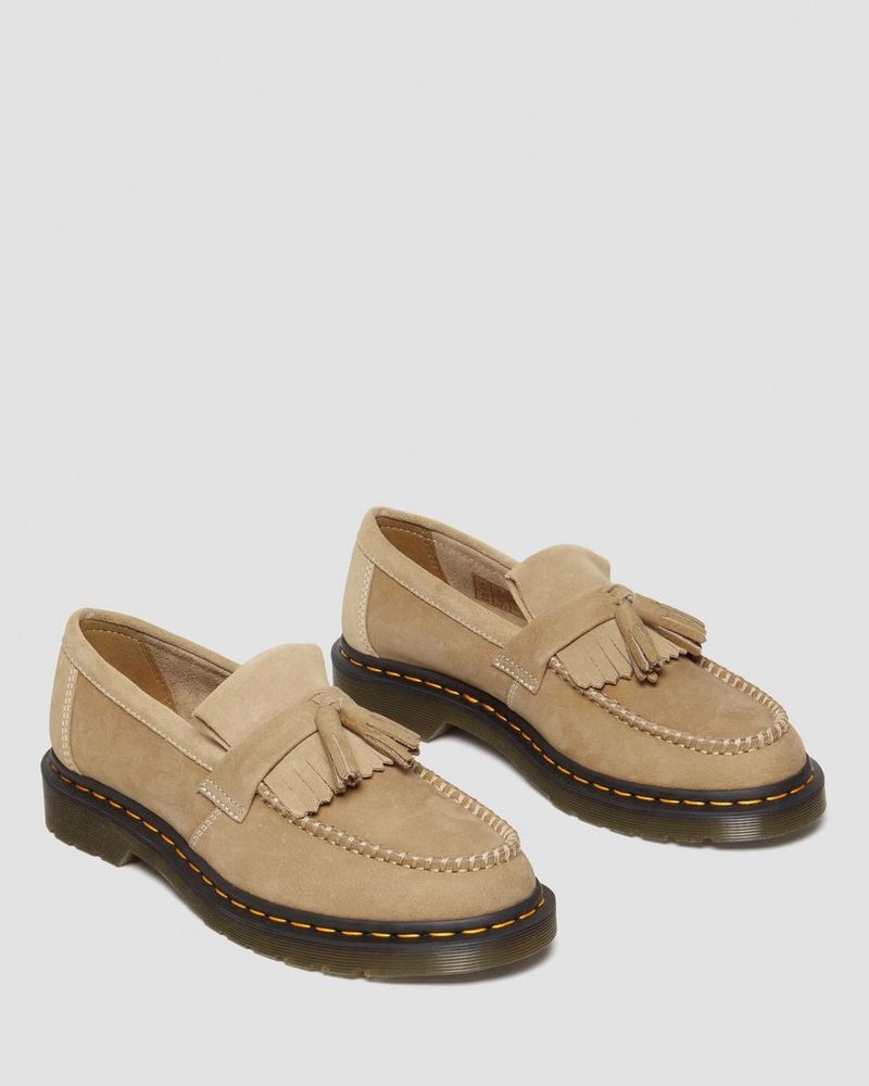 Savannah Tan Dr Martens Adrian Tumbled Nubuck Leather Tassel Loafers (Tumbled Nubuck) Shoes | XI26-E4CJ