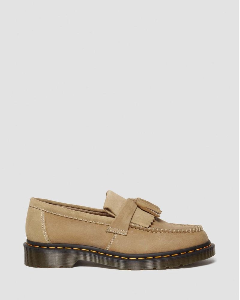 Savannah Tan Dr Martens Adrian Tumbled Nubuck Leather Tassel Loafers (Tumbled Nubuck) Shoes | XI26-E4CJ