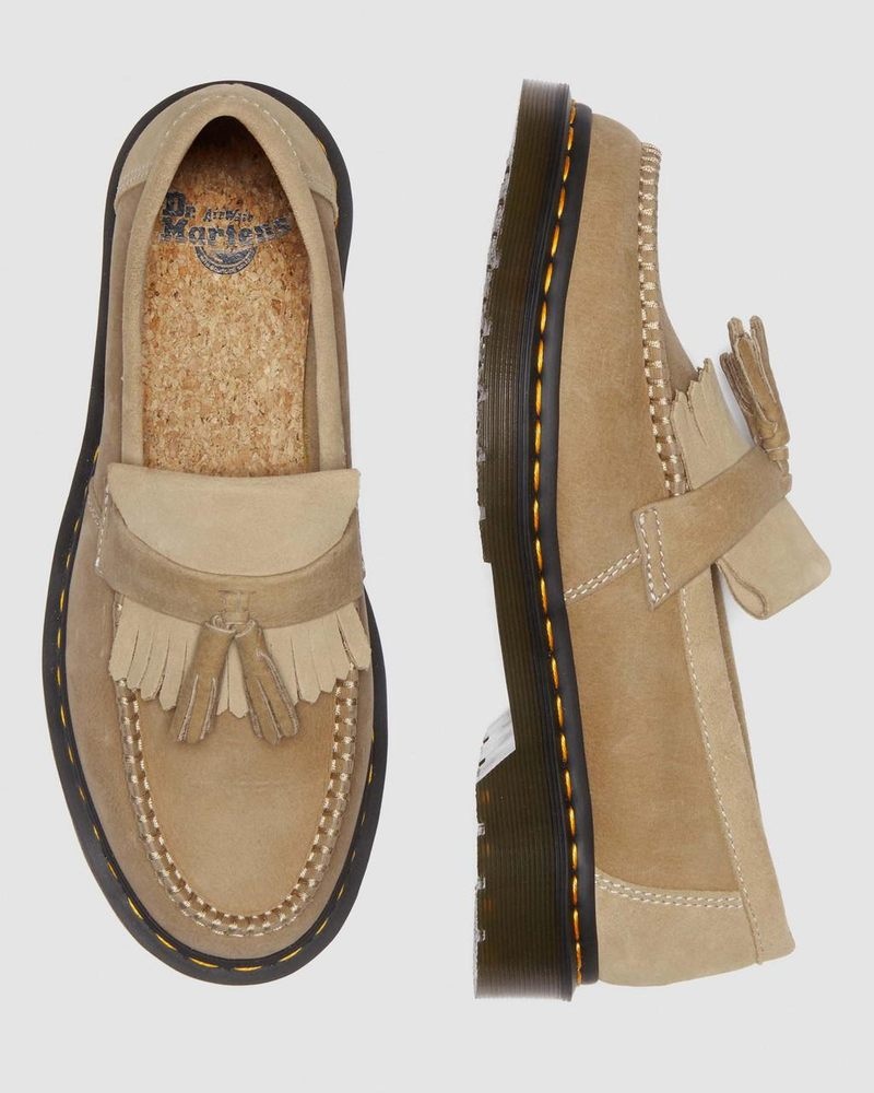 Savannah Tan Dr Martens Adrian Tumbled Nubuck Leather Tassel Loafers (Tumbled Nubuck) Shoes | XI26-E4CJ