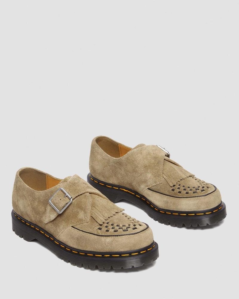 Savannah Tan Dr Martens Ramsey Suede Kiltie Buckle Creepers (Desert Oasis Suede) Shoes | WH60-M4CS