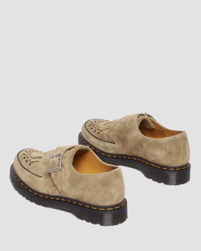 Savannah Tan Dr Martens Ramsey Suede Kiltie Buckle Creepers (Desert Oasis Suede) Shoes | WH60-M4CS