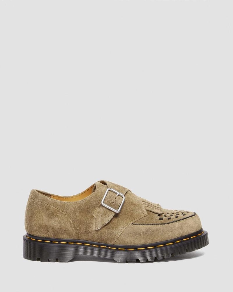 Savannah Tan Dr Martens Ramsey Suede Kiltie Buckle Creepers (Desert Oasis Suede) Shoes | WH60-M4CS