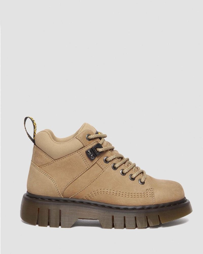 Savannah Tan Dr Martens Woodard Tumbled Nubuck Leather Low Casual Boots (Tumbled Nubuck) Boots | CN52-V3PN