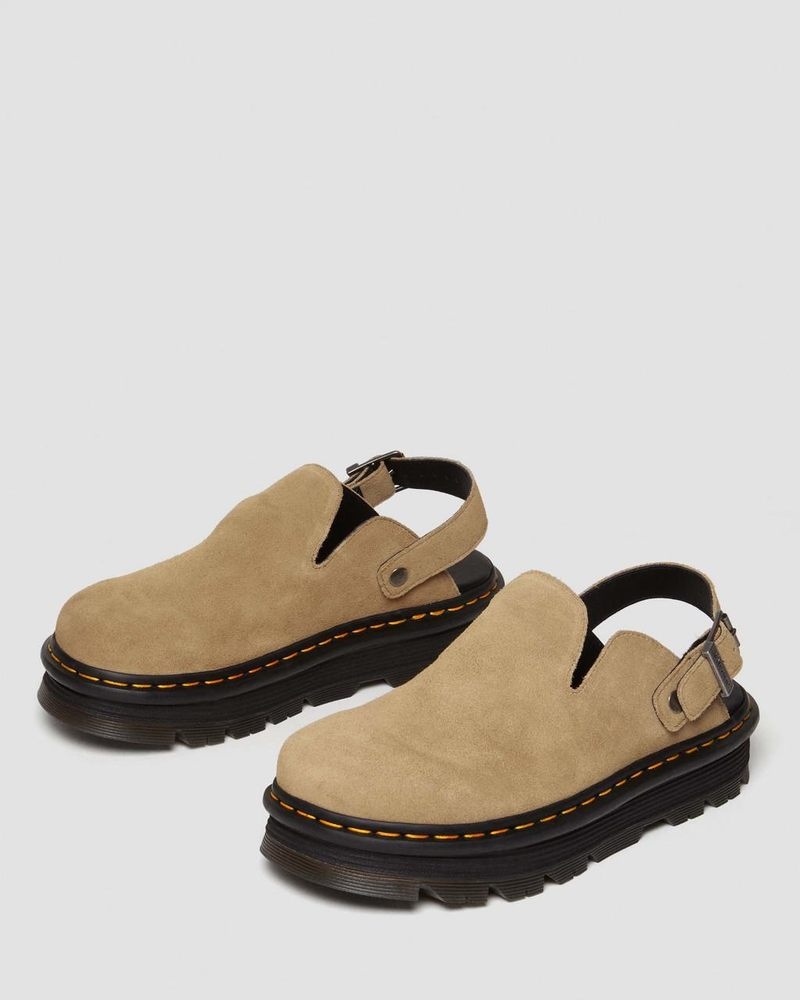 Savannah Tan Dr Martens Zebzag Suede Casual Slingback Platform Mules (E.H.Suede) Sandals | KQ92-Z4NS