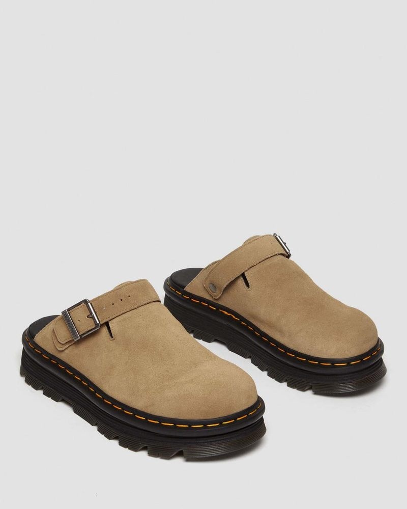 Savannah Tan Dr Martens Zebzag Suede Casual Slingback Platform Mules (E.H.Suede) Sandals | BJ71-J0YH