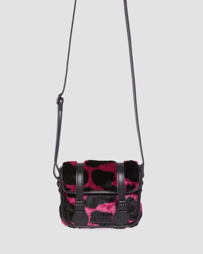 THRIFT PINK+BLACK Dr Martens 7 Inch Faux Fur Cow Print Crossbody Bag (Cow Print + Kiev) Bags & Backpacks | QB10-M4KO