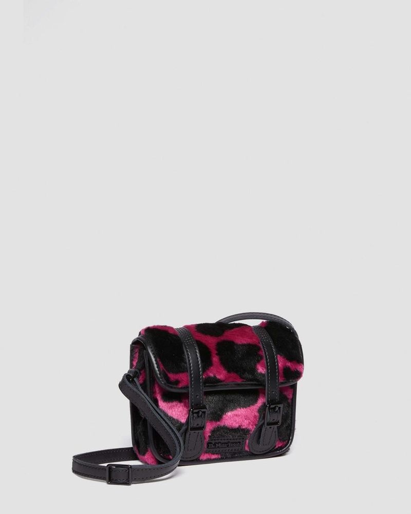 THRIFT PINK+BLACK Dr Martens 7 Inch Faux Fur Cow Print Crossbody Bag (Cow Print + Kiev) Bags & Backpacks | QB10-M4KO