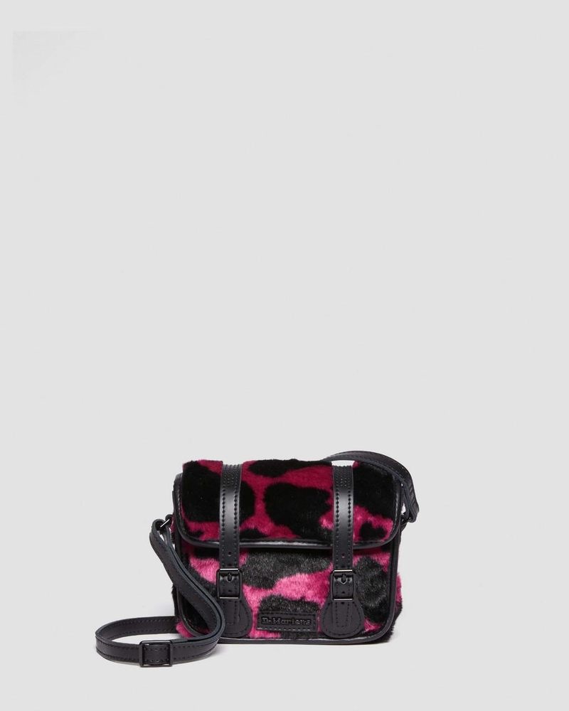 THRIFT PINK+BLACK Dr Martens 7 Inch Faux Fur Cow Print Crossbody Bag (Cow Print + Kiev) Bags & Backpacks | QB10-M4KO