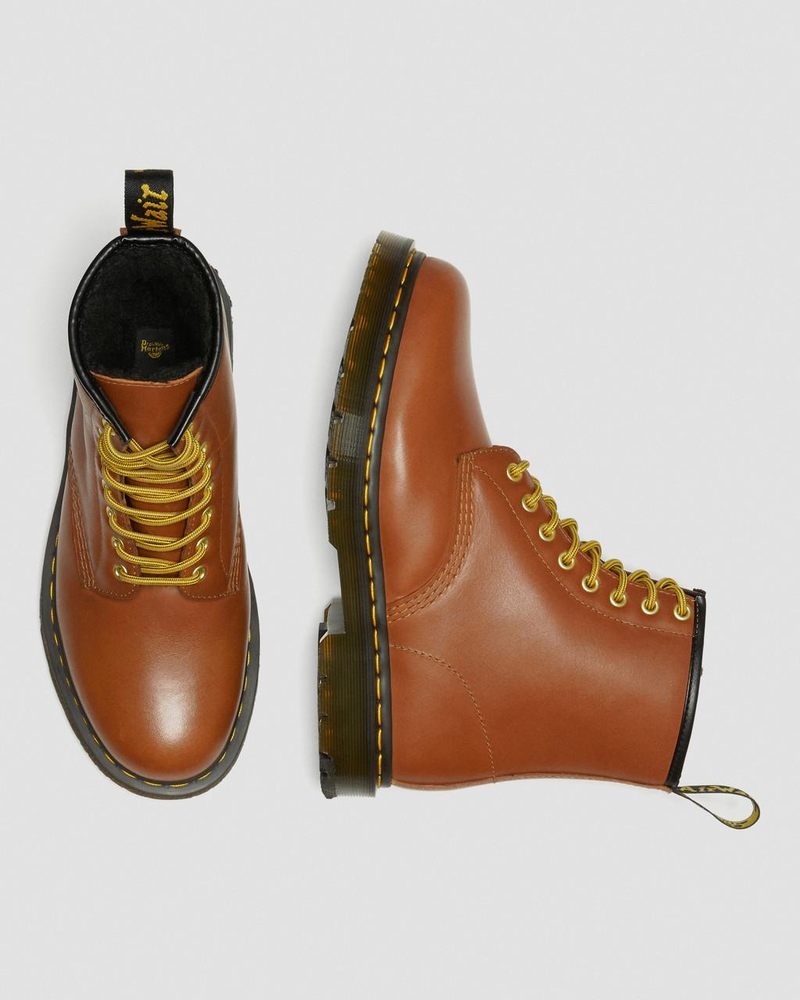 Tan Dr Martens 1460 DM's Wintergrip Leather Lace Up Boots (Blizzard Wp) Boots | JV45-F6VU