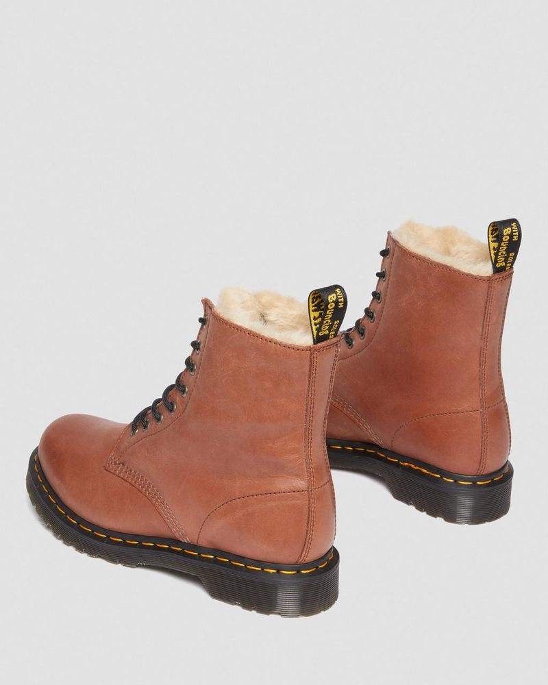 Tan Dr Martens 1460 Serena - Faux Fur-Lined Leather Boots (Farrier) Boots | EU40-Z0IM