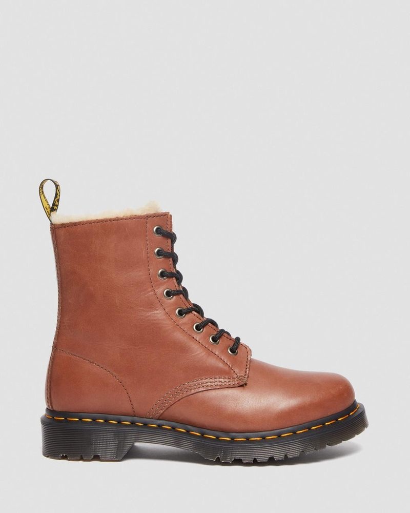 Tan Dr Martens 1460 Serena - Faux Fur-Lined Leather Boots (Farrier) Boots | EU40-Z0IM