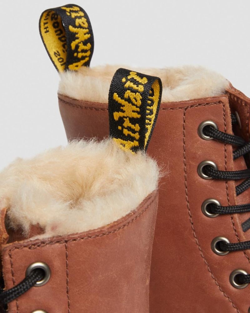 Tan Dr Martens 1460 Serena - Faux Fur-Lined Leather Boots (Farrier) Boots | EU40-Z0IM