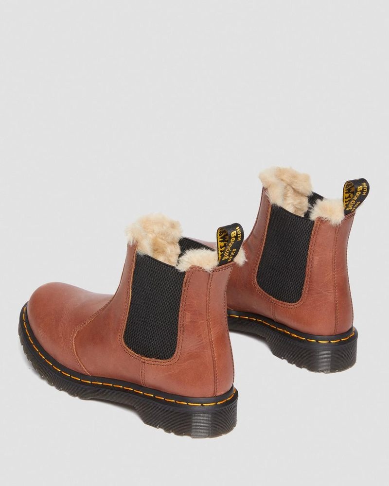 Tan Dr Martens 2976 Leonore - Faux Fur-Lined Chelsea Boots (Farrier) Boots | KI59-C9RA