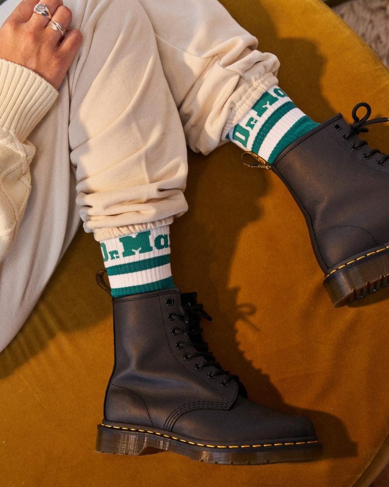 Teal Green Dr Martens Athletic Logo Organic Cotton Blend Socks (Cotton Blend) Socks | KP83-Y8OD