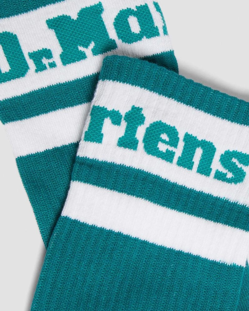 Teal Green Dr Martens Athletic Logo Organic Cotton Blend Socks (Cotton Blend) Socks | KP83-Y8OD