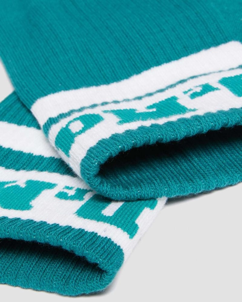 Teal Green Dr Martens Athletic Logo Organic Cotton Blend Socks (Cotton Blend) Socks | KP83-Y8OD