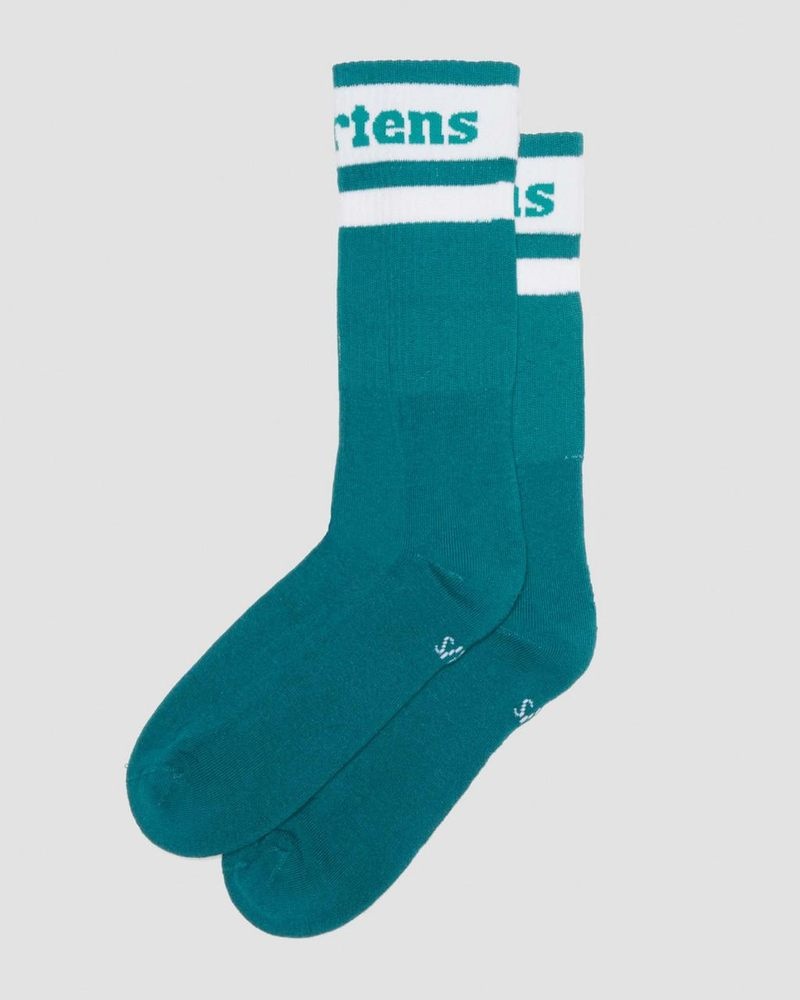 Teal Green Dr Martens Athletic Logo Organic Cotton Blend Socks (Cotton Blend) Socks | KP83-Y8OD