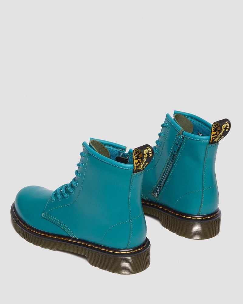 Teal Green Dr Martens Junior 1460 Leather Lace Up Boots (Romario) Boots | NJ54-K6NT