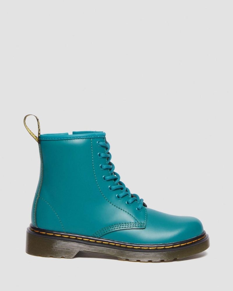 Teal Green Dr Martens Junior 1460 Leather Lace Up Boots (Romario) Boots | NJ54-K6NT