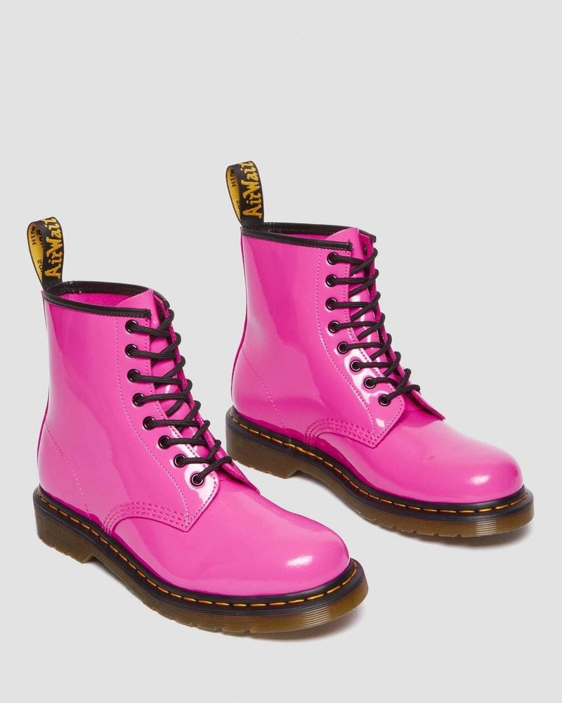 Thrift Pink Dr Martens 1460 - Patent Leather Lace Up Boots (Patent Leather) Boots | PT22-J8NB