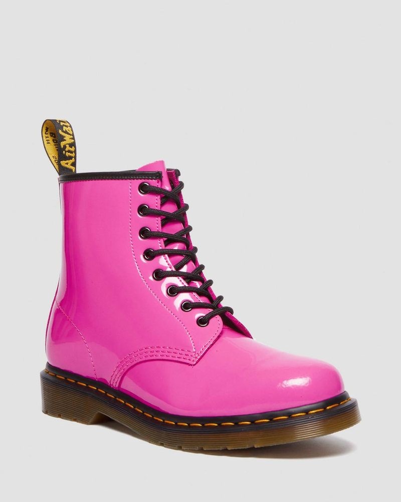 Thrift Pink Dr Martens 1460 - Patent Leather Lace Up Boots (Patent Leather) Boots | PT22-J8NB