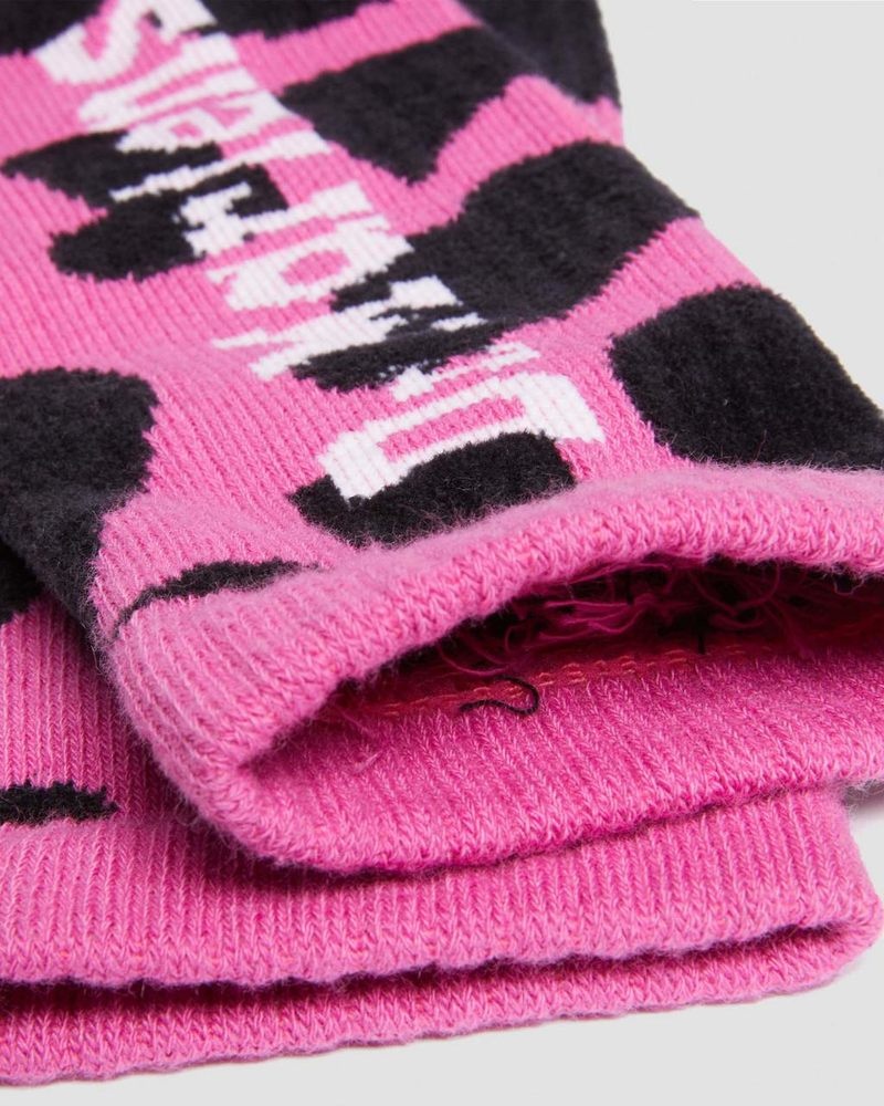 Thrift Pink Dr Martens Vertical Logo Cow Print Cotton Blend Socks (Cotton Blend) Socks | TR28-M9ZS