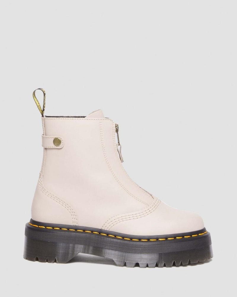 Vintage Taupe Dr Martens Jetta Zipped Sendal Leather Platform Boots (Sendal) Platforms Boots | HA49-K2DT