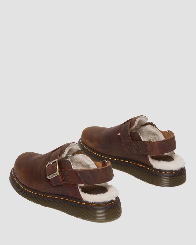 Warm Tan Dr Martens Jorge II Faux Fur Lined Slingback Mules (Archive Pull Up) Sandals | RU86-W6FC