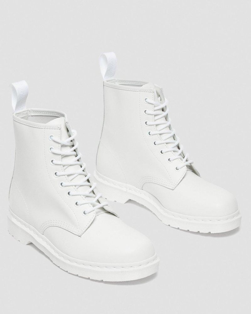 White Dr Martens 1460 Mono Smooth Leather Lace Up Boots (Smooth Leather) Boots | QE58-T2DP