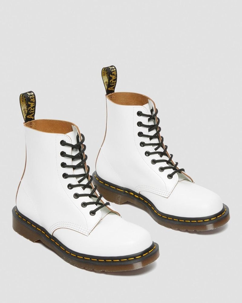 White Dr Martens 1460 Vintage Made in England Lace Up Boots (Quilon) Boots | BA06-F0QF