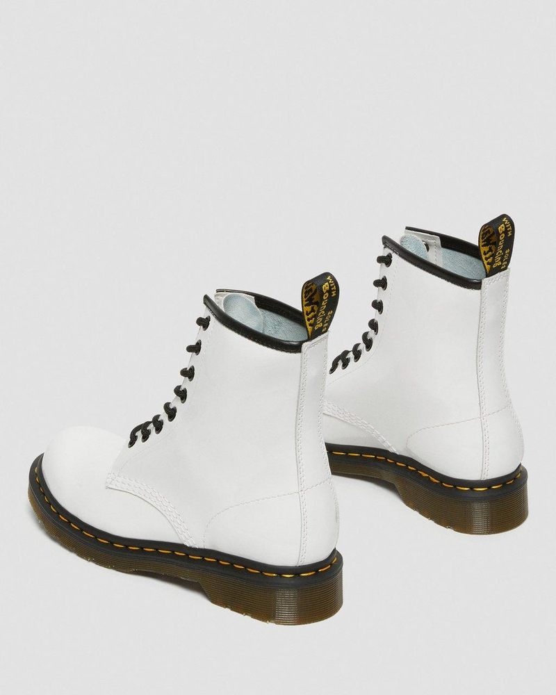 White Dr Martens 1460 - Patent Leather Lace Up Boots (Patent Leather) Boots | KT74-P5YE