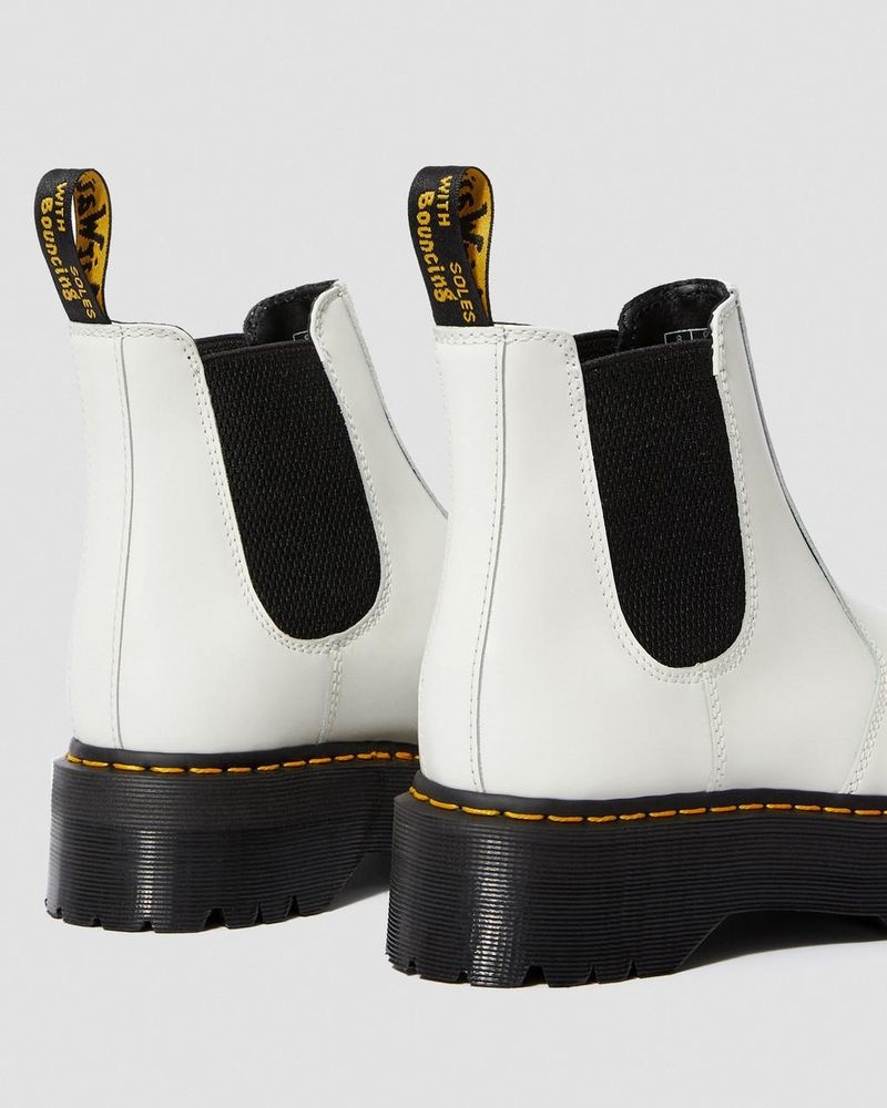 White Dr Martens 2976 Smooth Leather Platform Chelsea Boots (Smooth Leather) Platforms Boots | KH65-N6MI