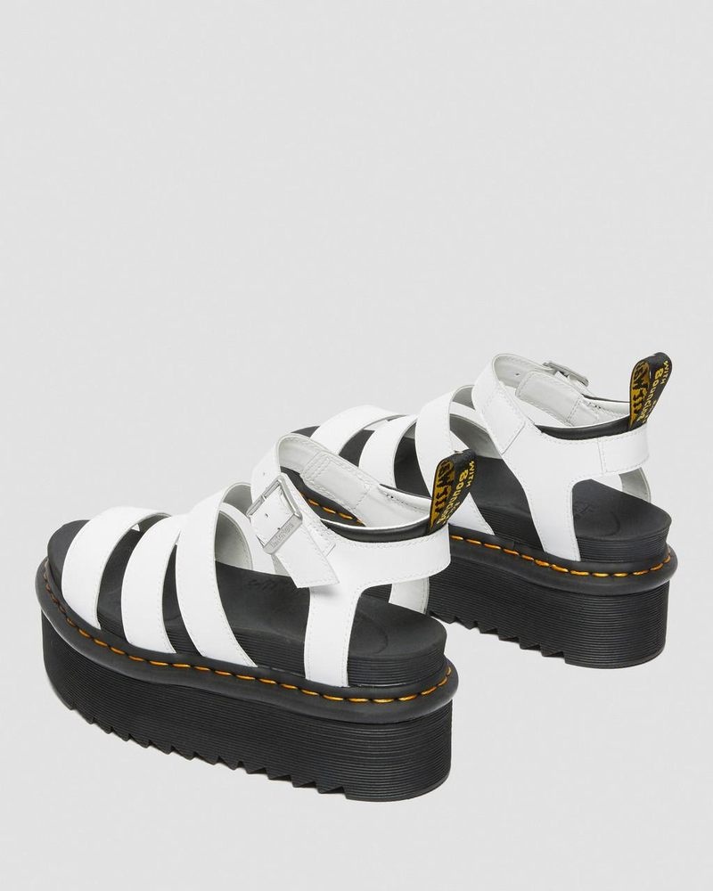 White Dr Martens Blaire Hydro Leather Platform Strap Sandals (Hydro Leather) Platforms Sandals | IA24-O3AL